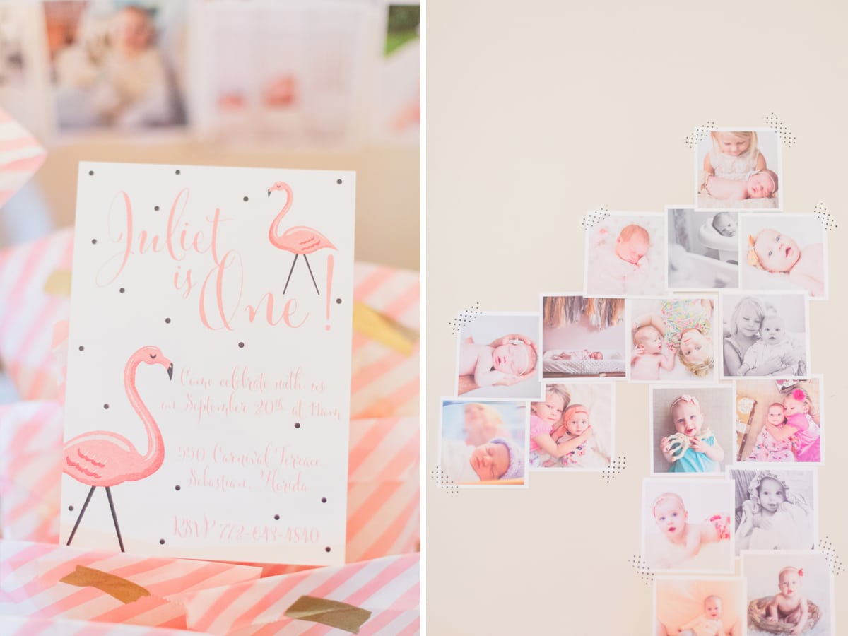 Juliet's First Birthday â A Flamingo Party, Black And White Polka